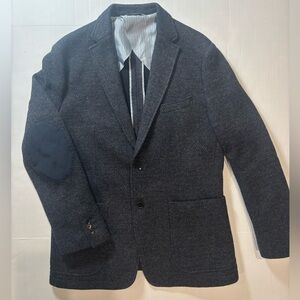 Banana Republic Heritage Wool Blend Sport Blazer Mens 42R Navy Italy Elbow Pads